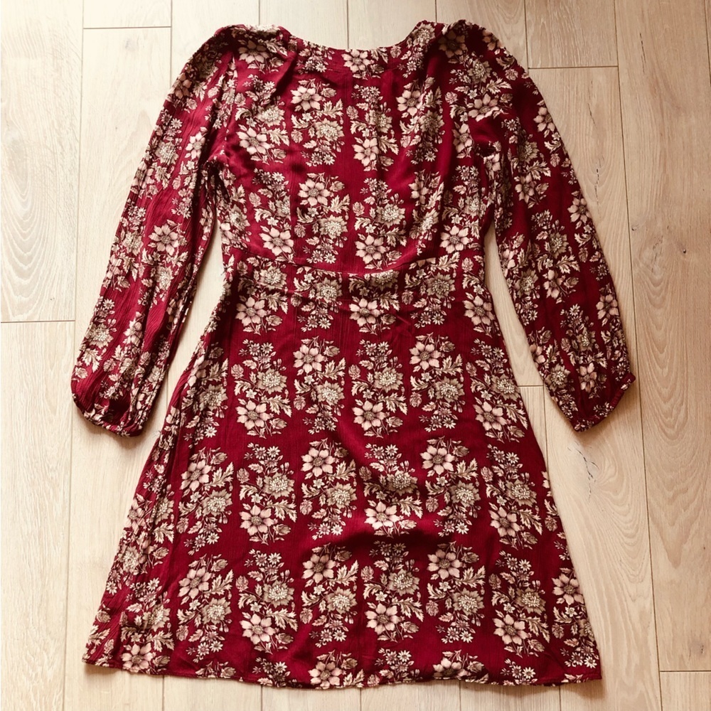 American Eagle Outfitters Red Floral Viscose Dress - Picture 4 of 13
